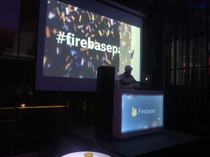The DJ spinning tunes at the Firebase party at WWDC