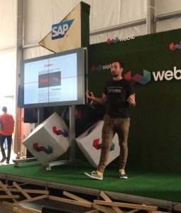 David Szabo from Virgil Security pitches at the Webit Festival Founders Games